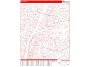 New York Wall Map Zip Code Red Line Style 2022